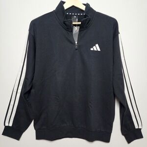Adidas Men's Quarter Zipped Sweater Black Medium
